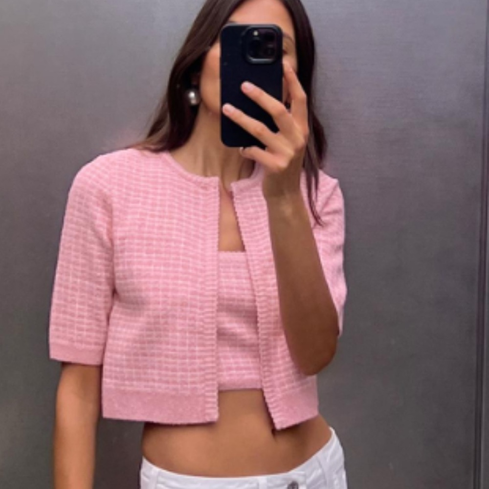 zara two piece pink plaid set BNWT